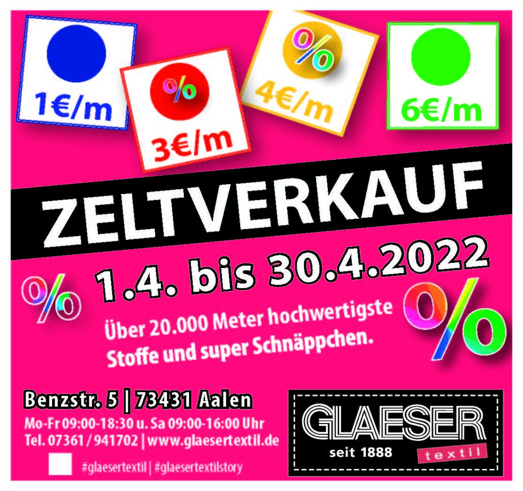 Zeltverkauf bei GLAESERtextil Aalen