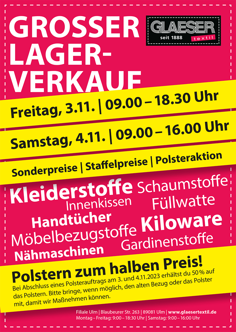 Großer Lagerverkauf in Ulm!