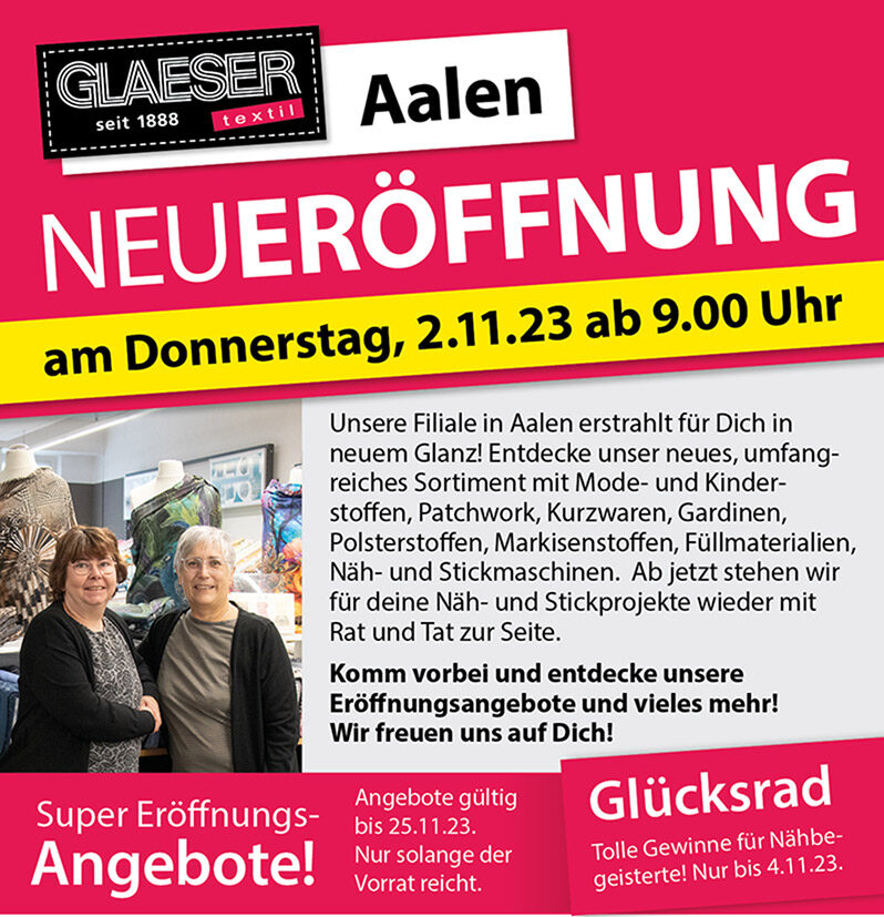 Große Neueröffnung am 2.11.23 nach Umbau in Aalen!