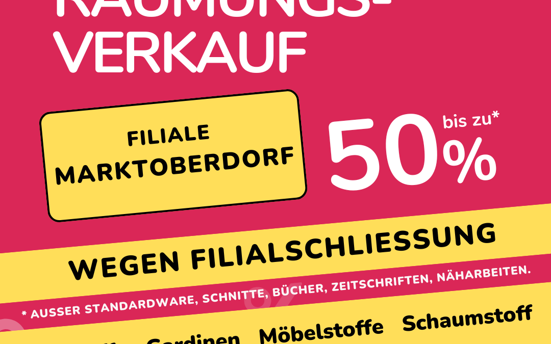 Räumungsverkauf in Filiale Marktoberdorf